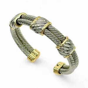 SILVER GOLD CUFF BANGLE ( 1377 B )